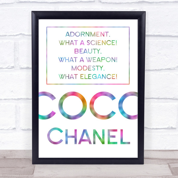 Rainbow Coco Chanel Adornment Quote Wall Art Print