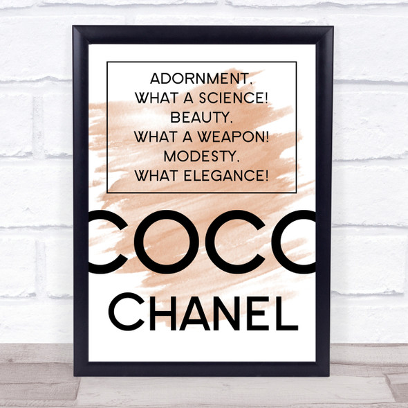 Watercolour Coco Chanel Adornment Quote Print