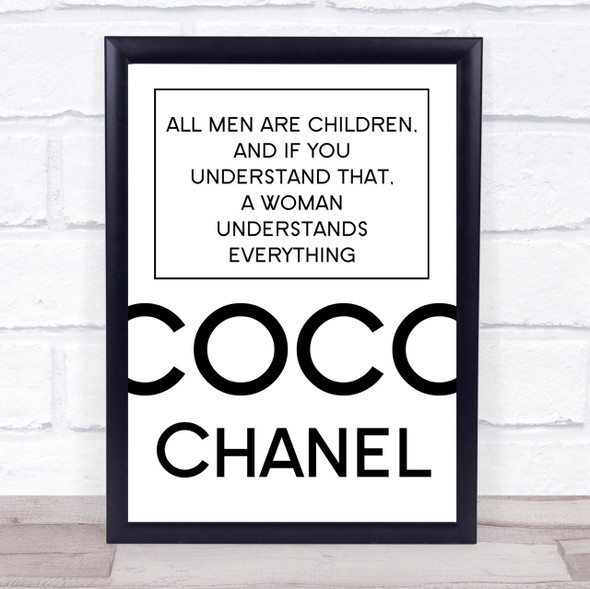 Coco Chanel All Men Are Children Quote Wall Art Print