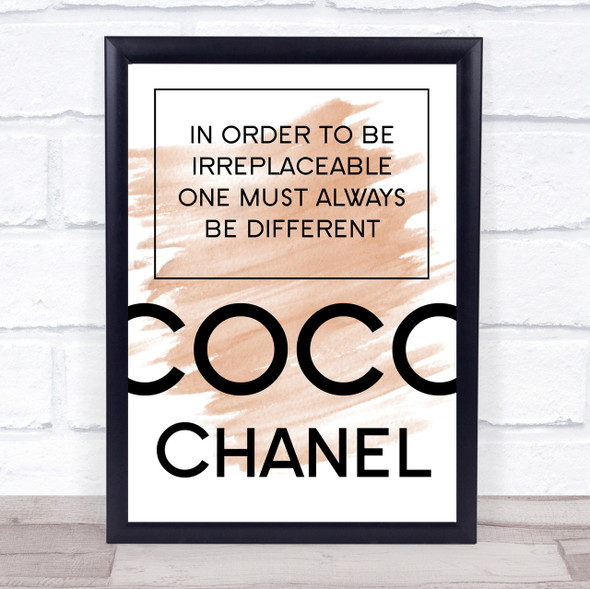 Watercolour Coco Chanel Always Be Different Quote Print