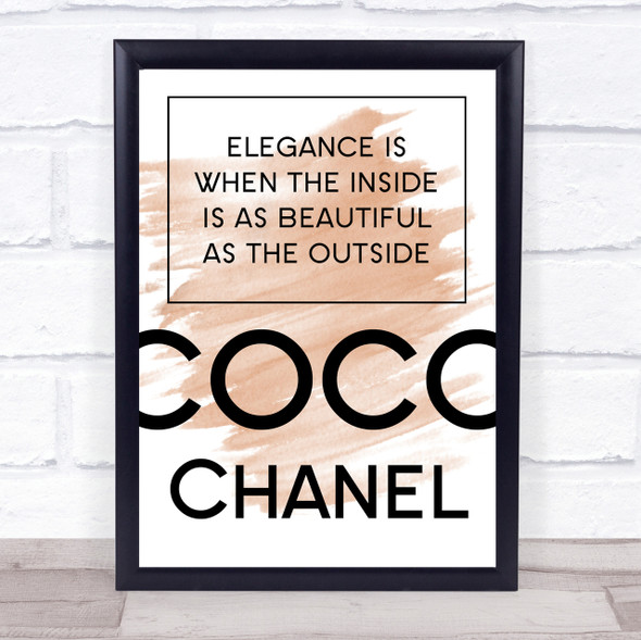 Watercolour Coco Chanel Elegance Is Refusal Quote Print - Wild
