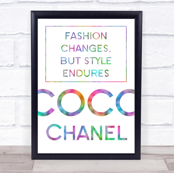 Rainbow Coco Chanel Fashion Changes Quote Wall Art Print