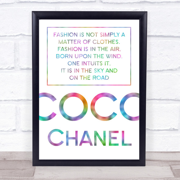 Rainbow Coco Chanel Fashion Not Clothes Quote Wall Art Print