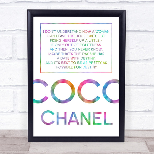 Rainbow Coco Chanel Fixing Herself Up A Little Quote Wall Art Print