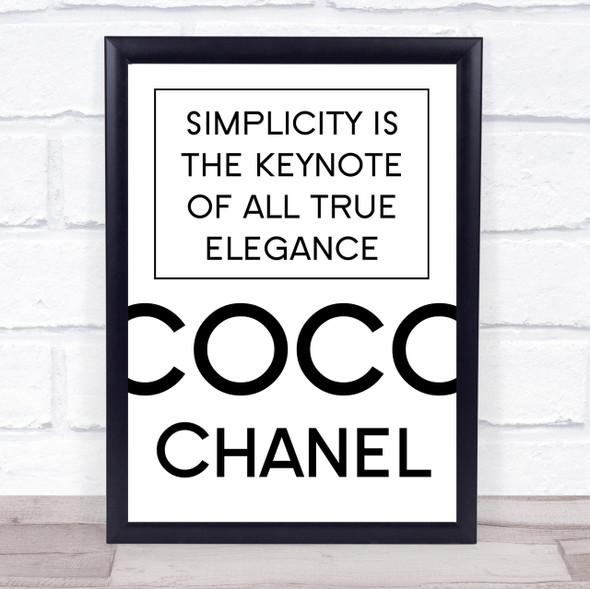 Coco Chanel Simplicity Quote Wall Art Print