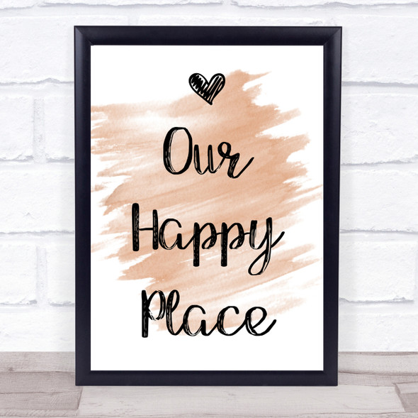 Watercolour Love Heart Our Happy Place Quote Print