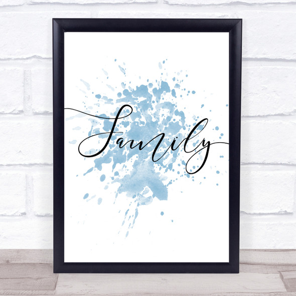 Blue Swirly Family Quote Wall Art Print