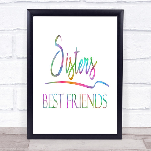 Sisters Best Friends Rainbow Quote Print