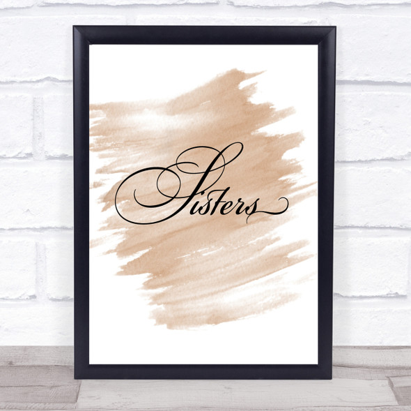 Sisters Quote Print Watercolour Wall Art