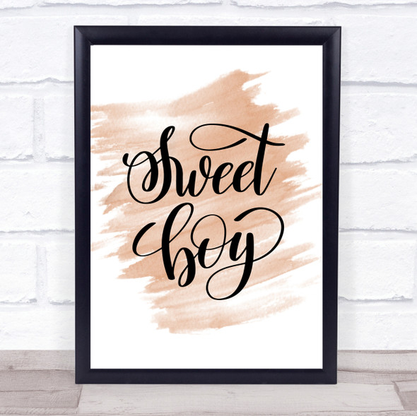 Sweet Boy Quote Print Watercolour Wall Art