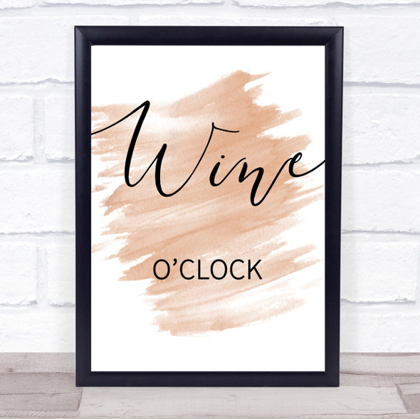 Watercolour Wine O'clock Quote Print