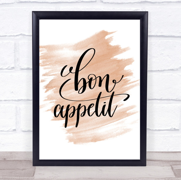 Bon Appetit Quote Print Watercolour Wall Art