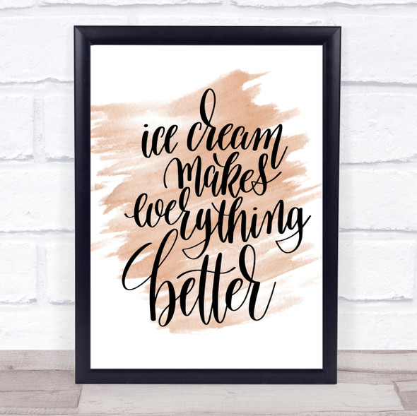 Ice Cream Quote Print Watercolour Wall Art