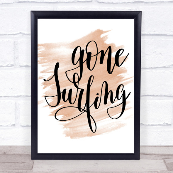 Gone Surfing Quote Print Watercolour Wall Art