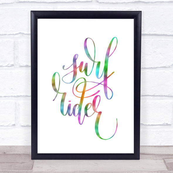 Surf Rider Rainbow Quote Print