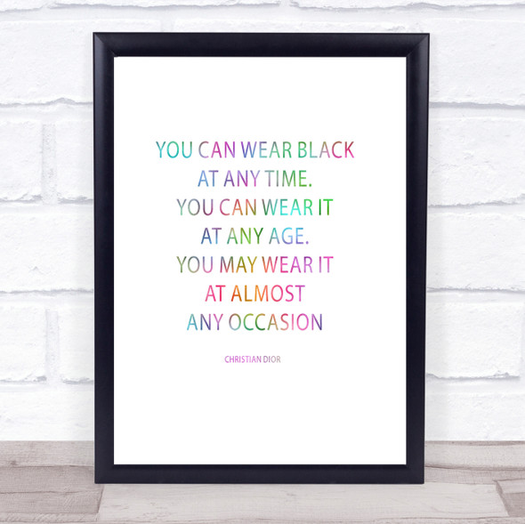 Christian Dior Wear Black Rainbow Quote Print