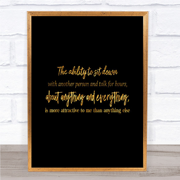 Ability To Sit Down Quote Print Black & Gold Wall Art Picture