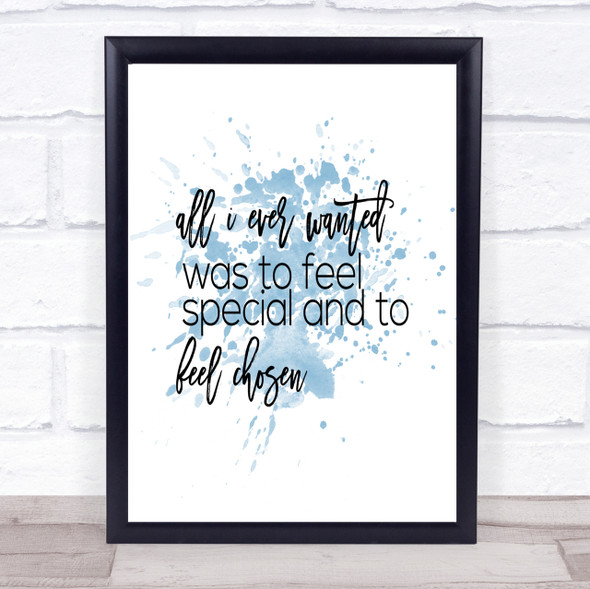 All I Wanted Inspirational Quote Print Blue Watercolour Poster