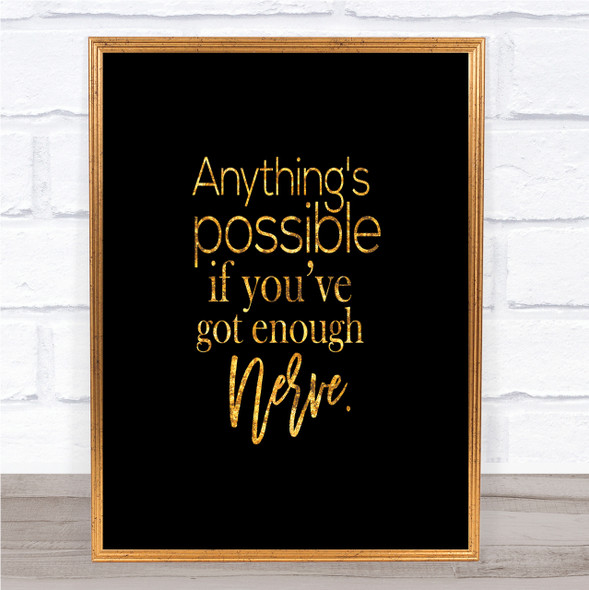 Anything's Possible Quote Print Black & Gold Wall Art Picture