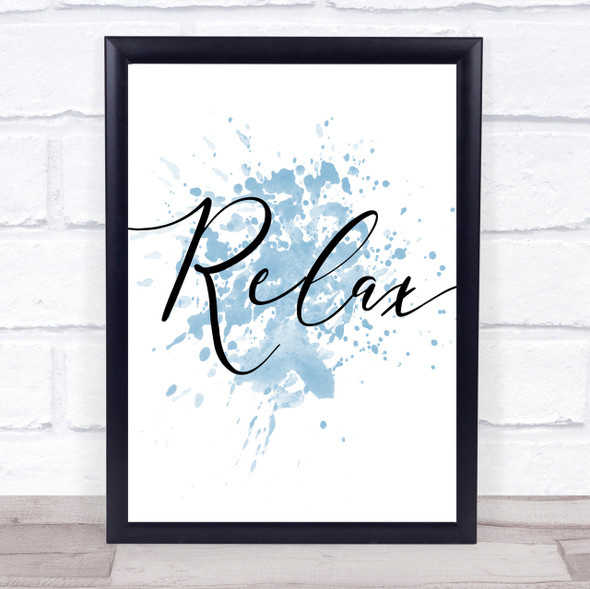 Blue Swirly Relax Quote Wall Art Print