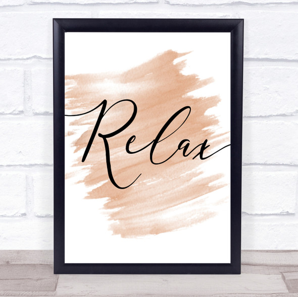 Watercolour Swirly Relax Quote Print