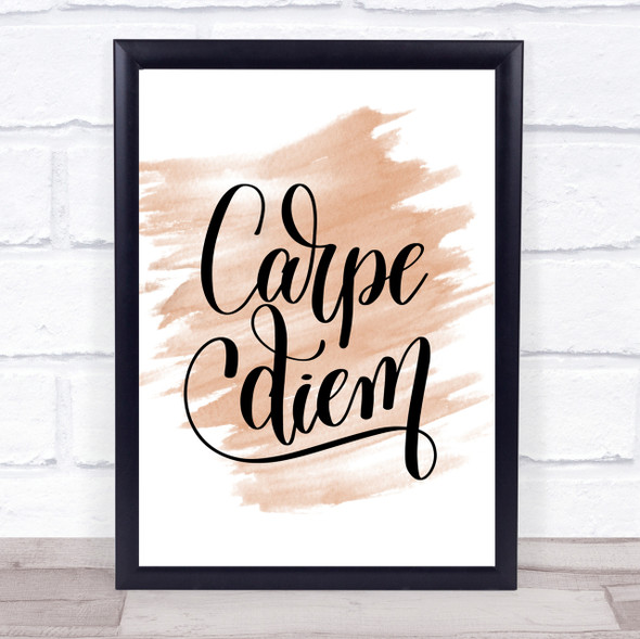 Carpe Diem Swirl Quote Print Watercolour Wall Art