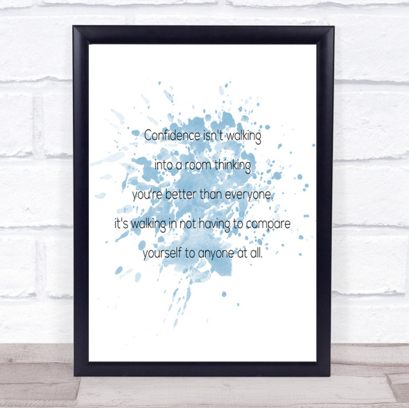 Confidence Inspirational Quote Print Blue Watercolour Poster