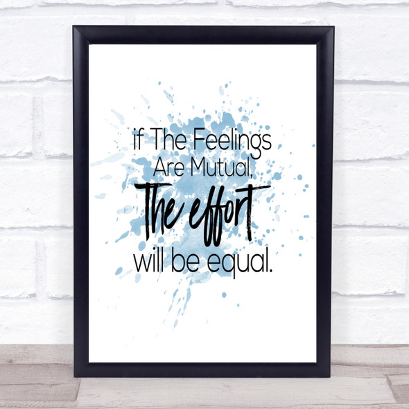 Equal Effort Inspirational Quote Print Blue Watercolour Poster