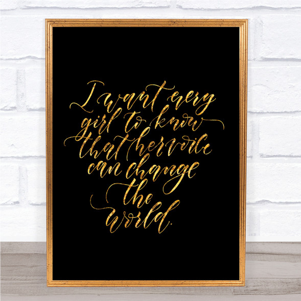 Every Girl Quote Print Black & Gold Wall Art Picture