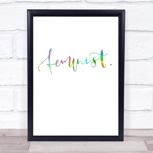 Feminist Swirly Rainbow Quote Print