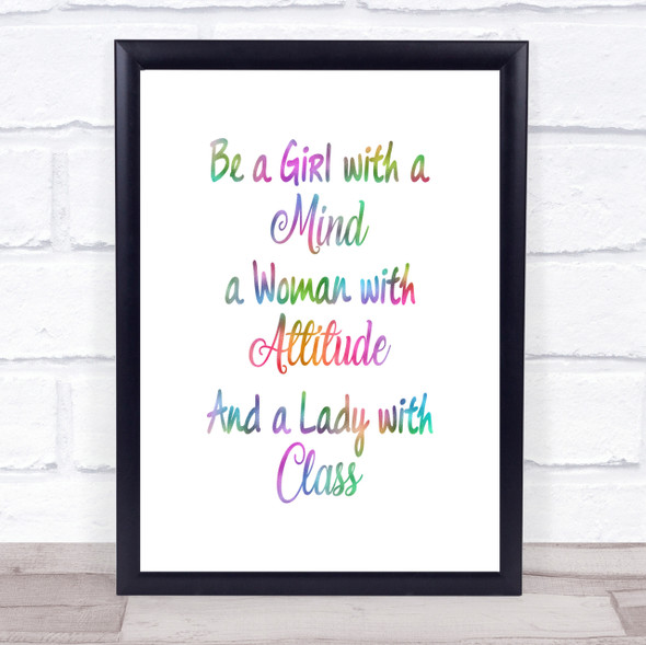 Girl With A Mind Rainbow Quote Print