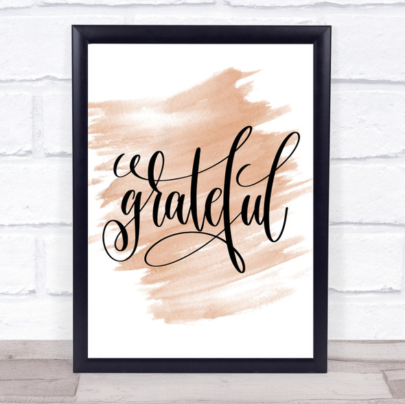 Grateful Swirl Quote Print Watercolour Wall Art