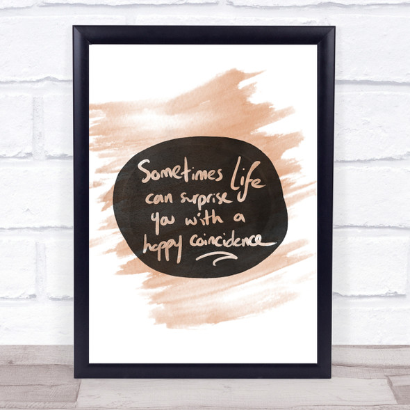 Happy Coincidence Quote Print Watercolour Wall Art