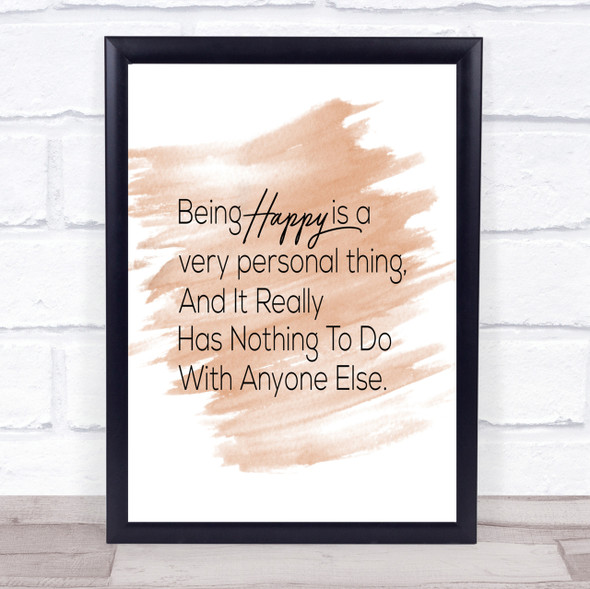 Happy Is Personal Quote Print Watercolour Wall Art