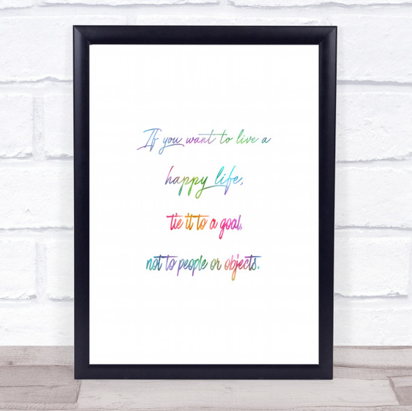 Happy Life Rainbow Quote Print