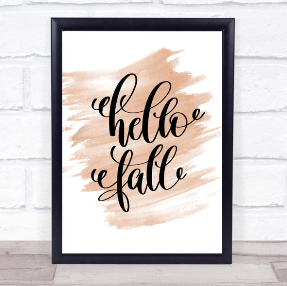 Hello Fall Quote Print Watercolour Wall Art