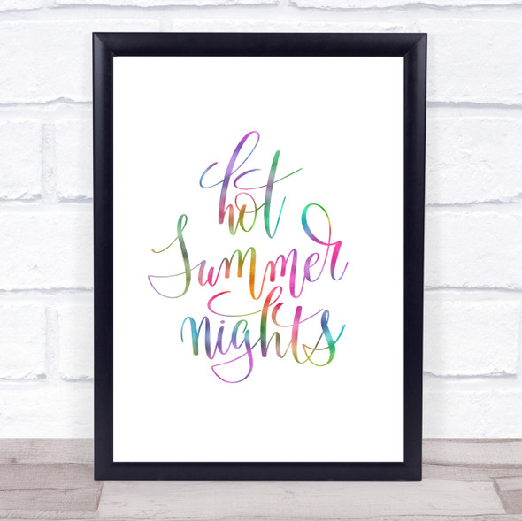 Hot Summer Nights Rainbow Quote Print