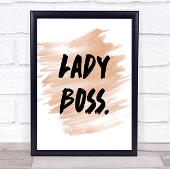 Lady Boss Quote Print Watercolour Wall Art