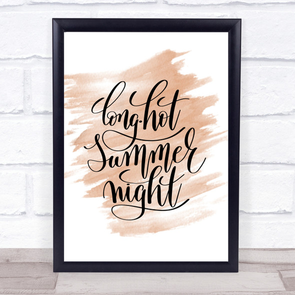 Long Hot Summer Night Quote Print Watercolour Wall Art