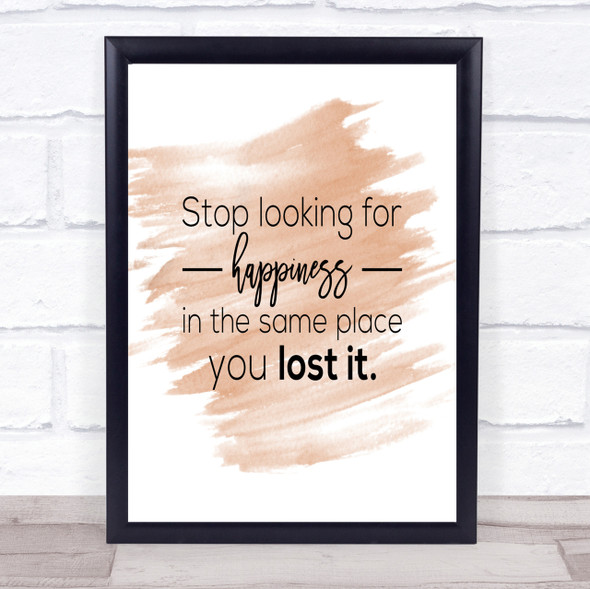 Looking For Happiness Quote Print Watercolour Wall Art