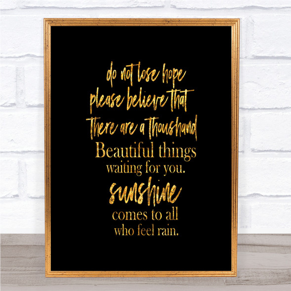 Lose Hope Quote Print Black & Gold Wall Art Picture