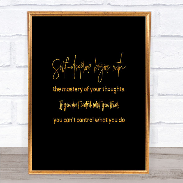 Mastery Of Your Thoughts Quote Print Black & Gold Wall Art Picture