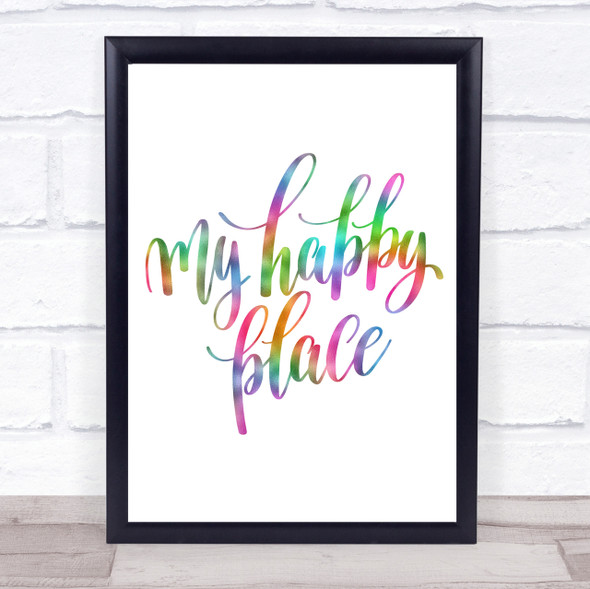My Happy Place Rainbow Quote Print