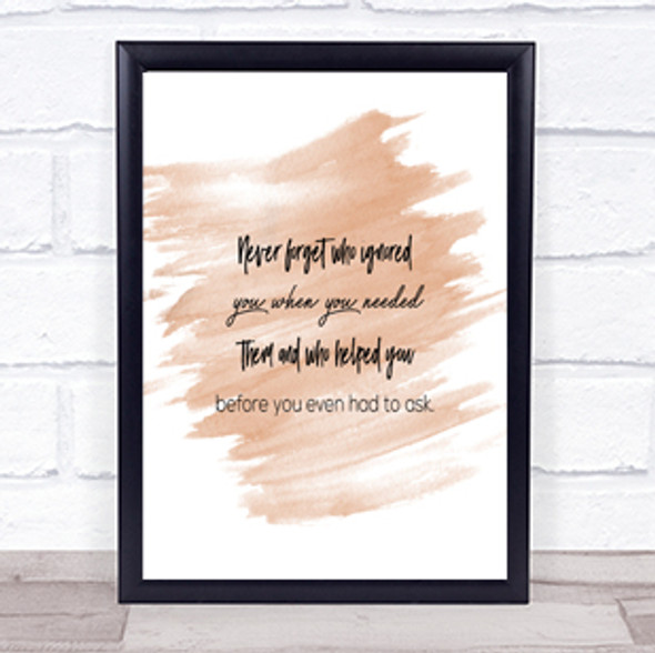Never Forget Who Ignored You Quote Print Watercolour Wall Art