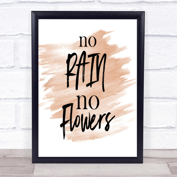 No Rain Quote Print Watercolour Wall Art