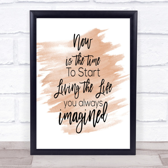 Now Is The Time Quote Print Watercolour Wall Art
