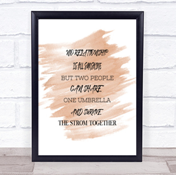 One Umbrella Quote Print Watercolour Wall Art