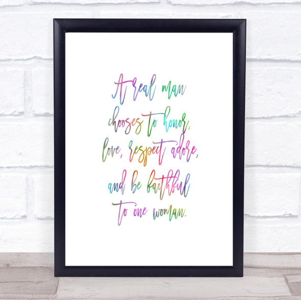 Real Man Rainbow Quote Print