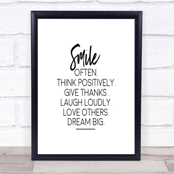 Smile Often Quote Print Poster Typography Word Art Picture