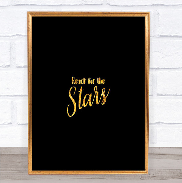 Stars Quote Print Black & Gold Wall Art Picture